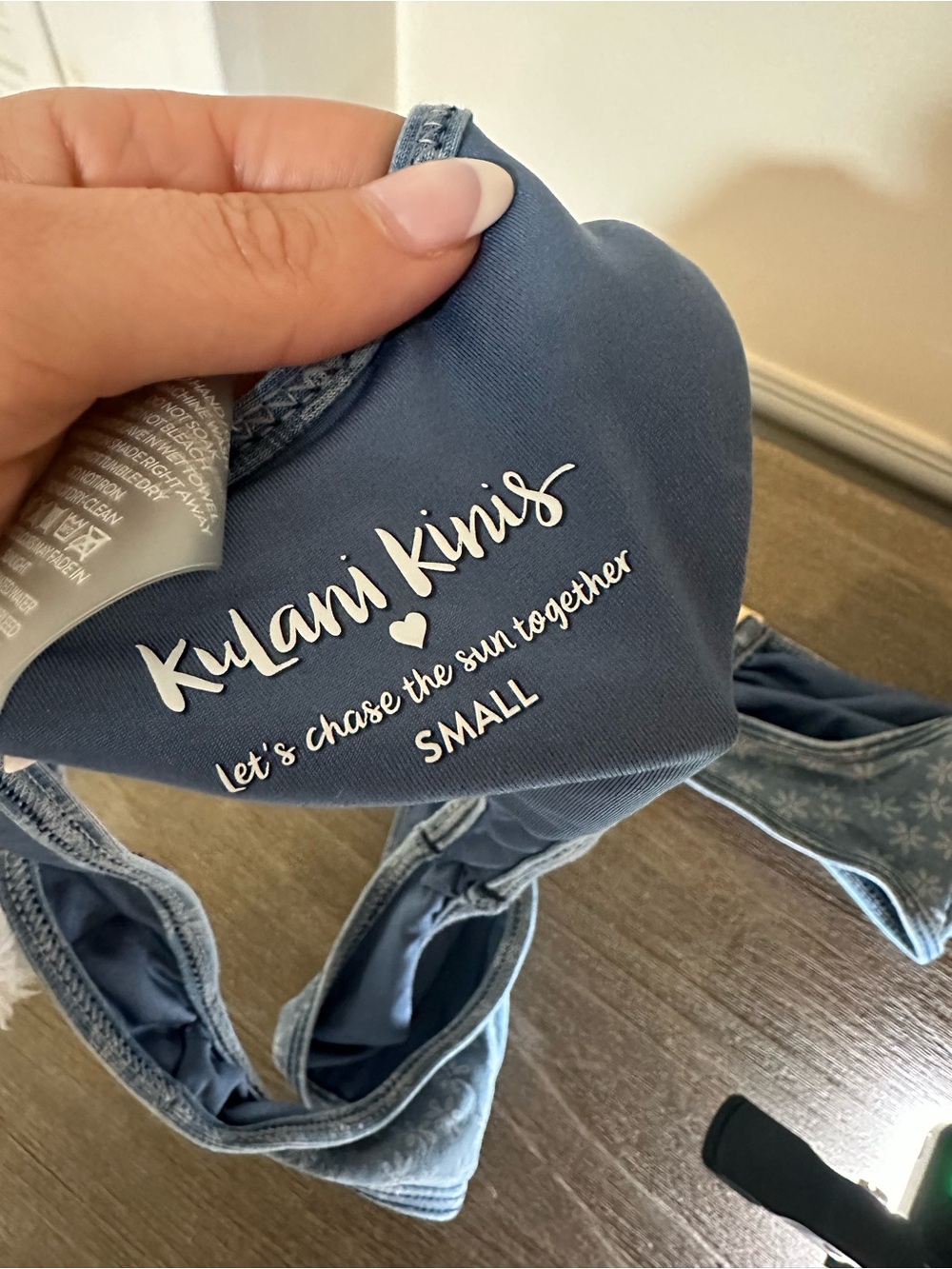 Kulani Kinis High Leg Thong Bikini Set - Daisy Denim - S - Picture 6 of 6